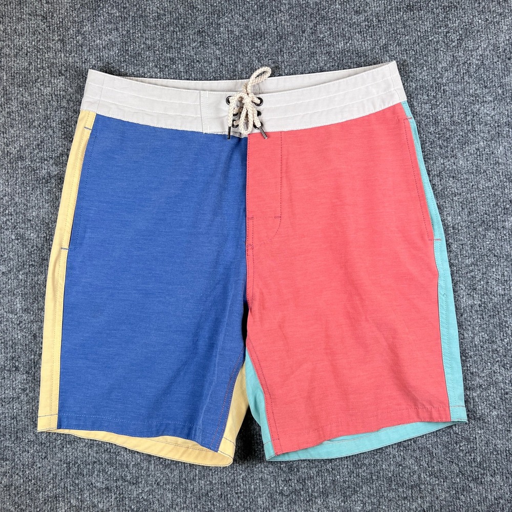 Faherty Board Shorts Mens 30 Multicolor Color Block Surf Swim Trunks 7"